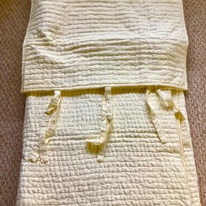 Pottery Barn Pick-Stitch Cotton Linen Quilt Pale Yellow F/Q